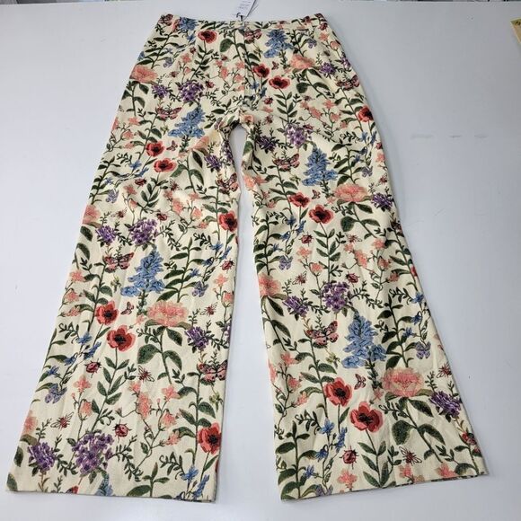 NEW WIDE LEG GARDEN PARTY FLORAL LIGHTWEIGHT TEXTURED TROUSERS PANTS XL NWT - Picture 11 of 12